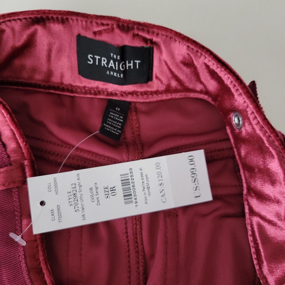 NWT THE STRAIGHT ANKLE Women's Utility Straight Crop Pants Dark Sangria Size 0 - Picture 11 of 12